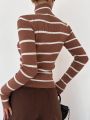 DAZY Striped Pattern Turtleneck Sweater