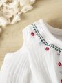 Baby Girl New Embroidery Detail Hollowed-Out Shoulder Dress