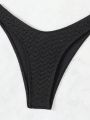 SHEIN Swim Chicsea Ladies' Solid Color Cut Out V-Neck Long Sleeve Swimsuit Top And High Cut Bikini Bottoms Separates