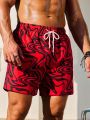 Men'S Abstract Fluid Print Drawstring Beach Shorts