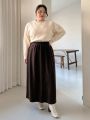 Dazy Plus Plus Size Solid Color Back Split Skirt