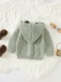 Infant Baby Girl's Jacquard Knitted Hooded Cardigan