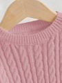 SHEIN Girls' Solid Color Long Sleeve Round Neck Sweater Dress