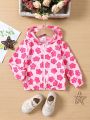 SHEIN Baby Girls' Casual Lovely Flower Pattern Long Sleeve Hooded Jacket