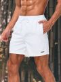 Men'S Elastic Waist Drawstring Swim Shorts With Diagonal Pockets