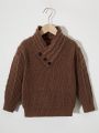 Boys' Solid Color Button Detail Sweater