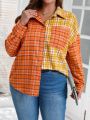 SHEIN LUNE Plus Size Grid Patterned Drop Shoulder Shirt