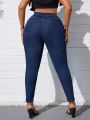 Plus Size Women's High Elasticity Skinny Jeans With Tapered Leg