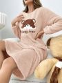 Women'S Lovely Bear Embroidery Homewear Dress