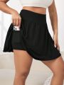 Yoga High Street Plus Size Women's Solid Color Athletic Skort