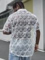 Manfinity AFTRDRK Men'S Plus Size Sequin Patchwork Tassel Trim Casual Short Sleeve Shirt