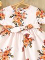 Baby Girls' Floral Printed Belted Dress