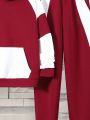 SHEIN Kids SPRTY Tween Boy Two Tone Raglan Sleeve Hoodie & Sweatpants