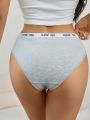 3pcs Letter Tape Waist Panty