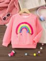 SHEIN Kids EVRYDAY Young Girl Rainbow Print Sweatshirt