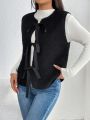 SHEIN Essnce Knot Front Teddy Vest Coat