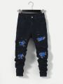 SHEIN Tween Boy Ripped Frayed Jeans