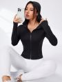 Yoga Basic Slim Fit Yoga Workout Jacket, Bodycon