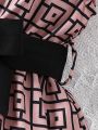 Baby Girls' Flying Sleeve Printed Dress With Belt 2pcs/Set