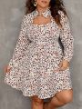 SHEIN Frenchy Plus Size Full Printed Long Sleeve Dress