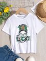 Young Girls' Character & Letter Print T-Shirt