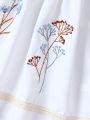 SHEIN Kids EVRYDAY Toddler Girls' Casual Floral Embroidery Flying Sleeve Dress