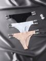 3pcs Women'S Letter Print Strap Thong Briefs Set