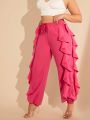 Katalyst Kouture Plus Ruffle Trim Drawstring Waist Pants