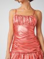Girls Dont Cry Metallic Ruched Bust Dress