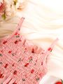 Baby Cherry & Strawberry Print Shirred Cami Bodysuit