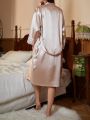 Ladies' Sexy Silk Nightgown And Robe Set