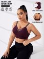 Yoga Basic Plus Size Printed Shoulder Strap Full Cup Bra