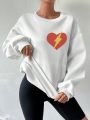 SHEIN Slayr Heart & Lightning Print Sweatshirt