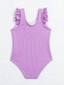 Infant Girls' Ruffled Ribbed One Piece Swimsuit