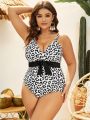 SHEIN Swim Vcay Plus Size Leopard Print One-Piece Swimsuit