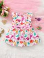 Baby Dinosaur Print Ruffle Trim Dress