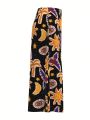 Dany Xavier Women's Palm Tree Sun Moon Star Bird Eye Print High Slit Skirt