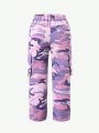 Young Girl Camo Print Flap Pocket Cargo Jeans