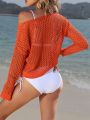 Drop Shoulder Crochet Cover Up Without Bikini