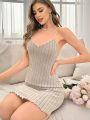 Solid Color Ribbed Knit Cami Dress For Sleeping