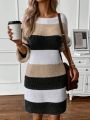 SHEIN LUNE Women's Oversized Colorblock Sweater Dress