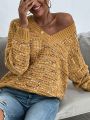 SHEIN Frenchy Yellow Women's V-neck Casual Sweater