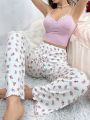 Ladies' Camisole & Small Floral Print Long Pants Pajamas Set