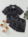 Baby Boy Paisley Pattern Printed Shirt And Shorts Set