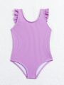 Infant Girls' Ruffled Ribbed One Piece Swimsuit