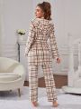 Plaid Print Belted PJ Set