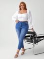 Steven Sweet Plus Size Solid Color Cropped Shirt