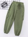 SHEIN Kids SUNSHNE Teenage Girls' Tooling Pocket Casual Cargo Pants