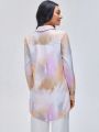 MCiro Tie Dye Button Front Shirt Dress