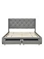 Upholstered Queen Size Storage Bed Linen Upholstered Platform Bed with Two Drawers